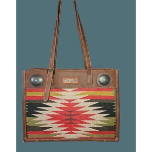 Wrangler Southwestern Rodeo Western Aztec Top Zip Shoulder Tote Bag